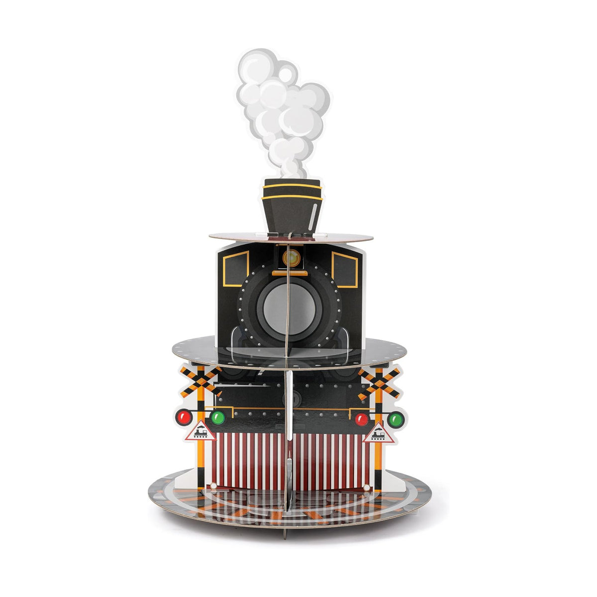 ANGOLIO Train Birthday Cupcake Stand - 3 Tiered Cardboard Dessert Towers