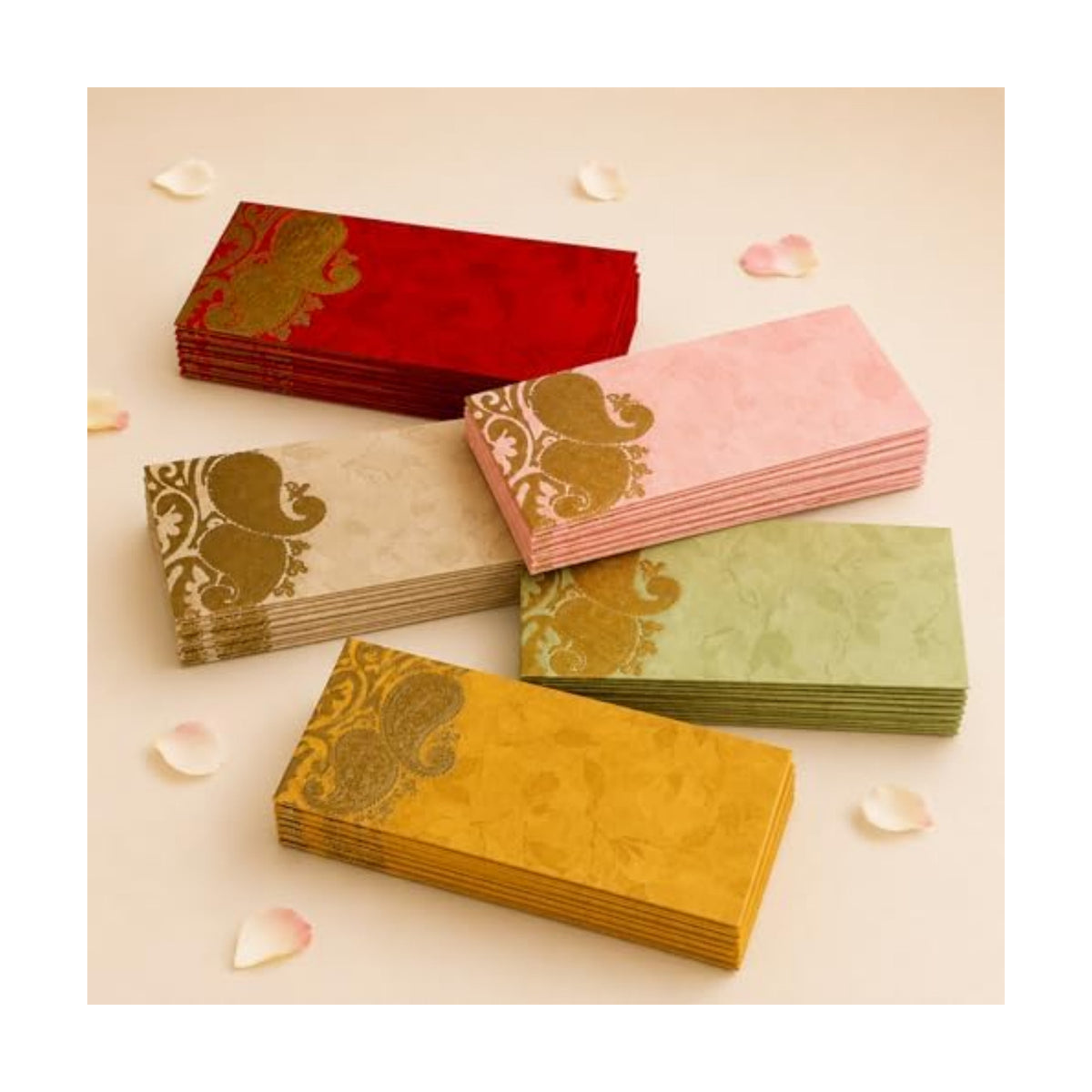 LoveNspire Money Envelopes (7.5 x 3.5 Inch) Decorative Dual Paisley Pattern Shagun Lifafa for Indian Wedding, Birthday | Cash Gift Holder & Home Savings Organizer Pack of 100