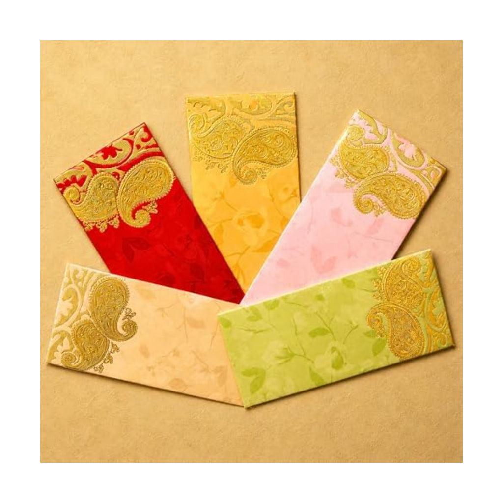 LoveNspire Money Envelopes (7.5 x 3.5 Inch) Decorative Dual Paisley Pattern Shagun Lifafa for Indian Wedding, Birthday | Cash Gift Holder & Home Savings Organizer Pack of 25