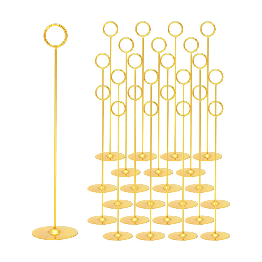 ERYTLLY 24 Pack 12 Inch Steel Place Card & Table Number Holders, Gold