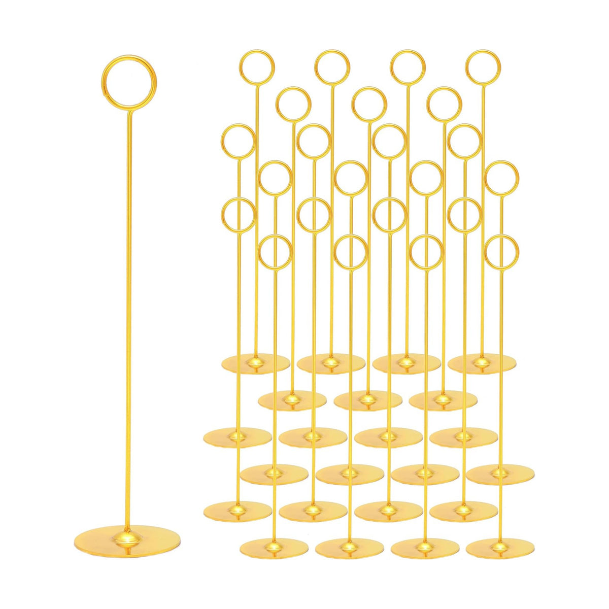 ERYTLLY 24 Pack 12 Inch Steel Place Card & Table Number Holders, Gold