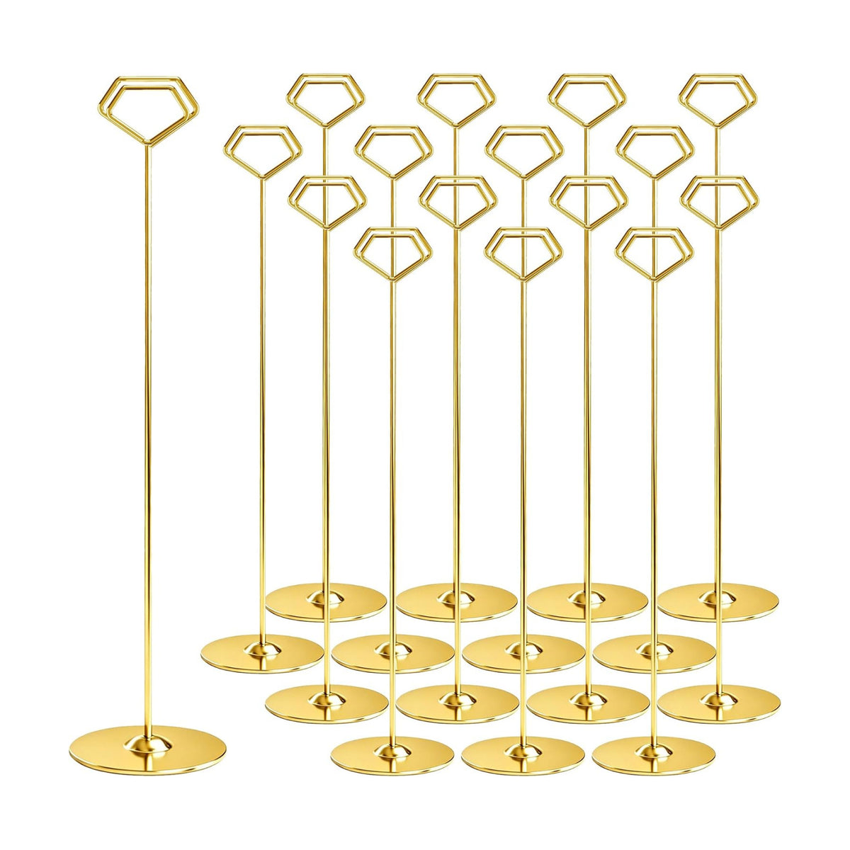 16 Pack 12 Inch Table Number Holders, Gold Diamond Place Card Holders
