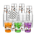 FillTouch 50 Pcs Halloween Dog Ghost Cups 16 oz with Lids Straws