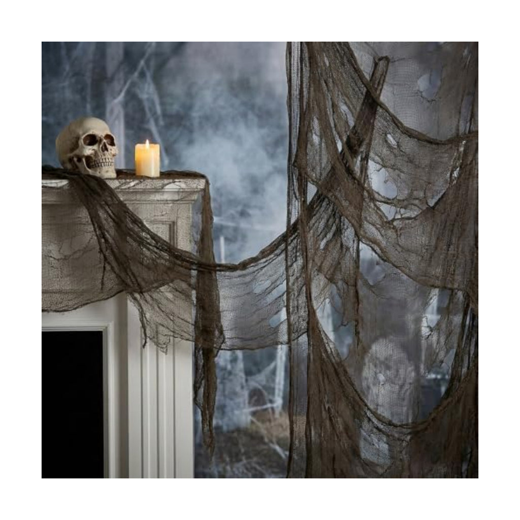 197"x71" Charcoal Gray Creepy Cloth, Fine Mesh Halloween Gauze Fabric Cloth
