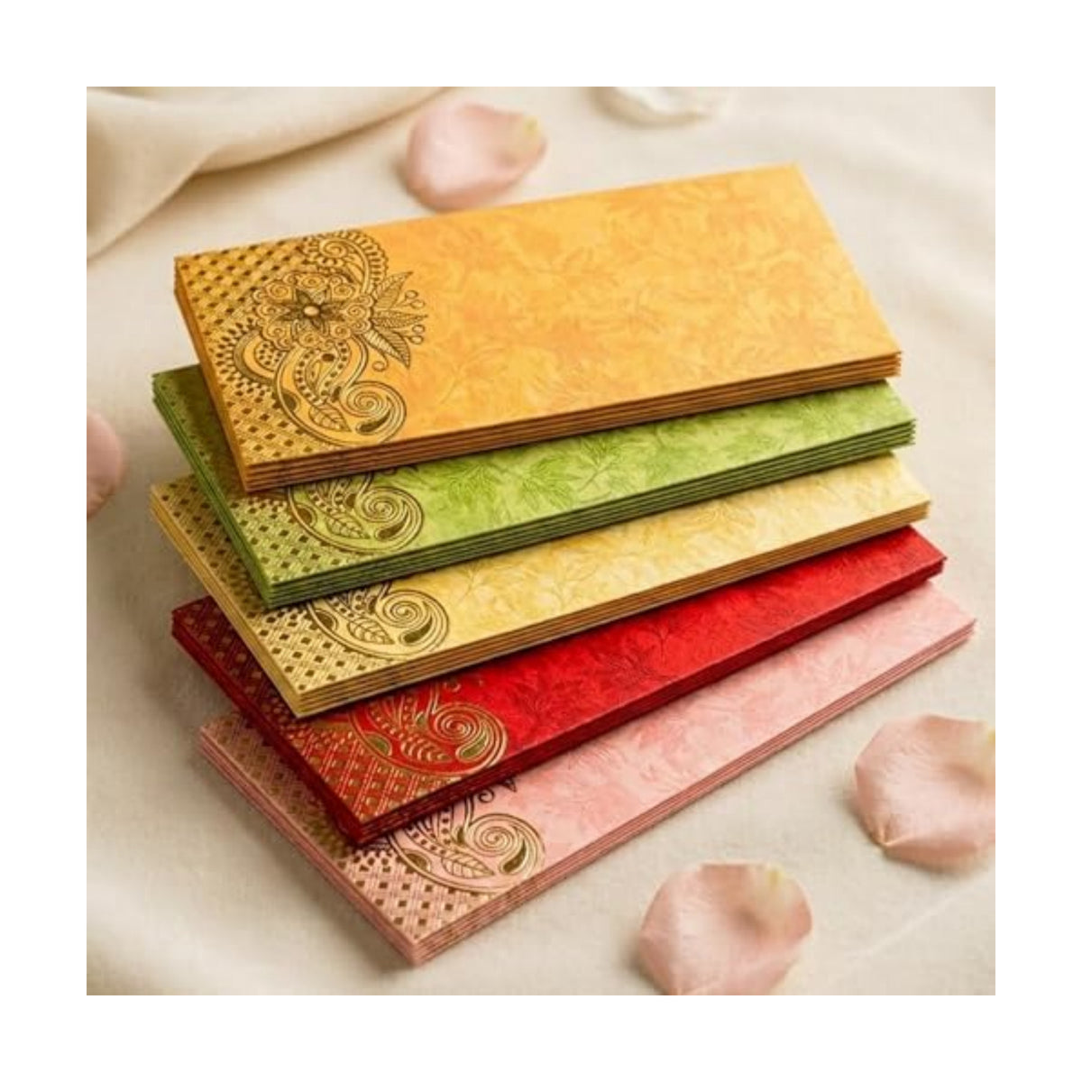 LoveNspire Money Envelopes (7.5 x 3.5 Inch) Decorative Paisley Pattern Shagun Lifafa for Indian Wedding, Birthday | Cash Gift Holder & Home Savings Organizer Pack of 50