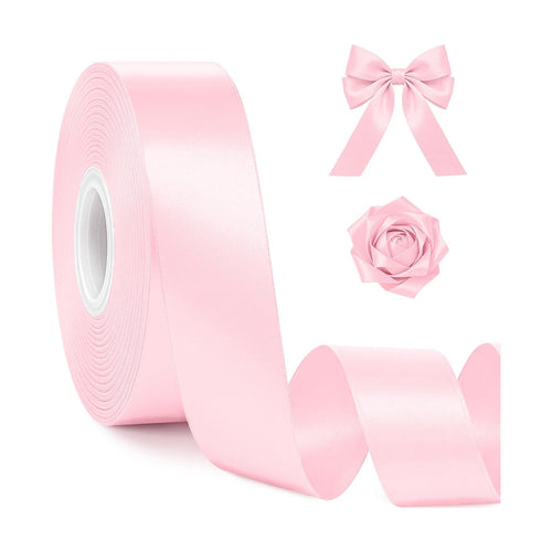 1 in 30 Yards Pink Satin Ribbon for Flower Bouquet Baby Shower Mother's Day