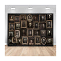 Mocsicka Halloween Portrait Backdrop Horror Happy Halloween Party Decorations Banner Haunted House Photo Frames Background Party Supplies (Black, 82x60 inch)