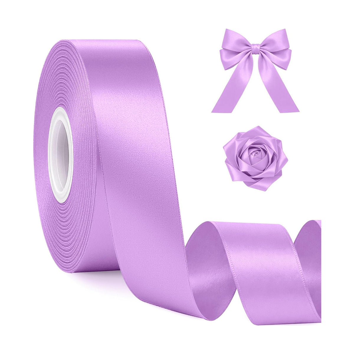 30Yards 1In Lavender Satin Ribbon for Flower Bouquet Wedding Easter Crafts