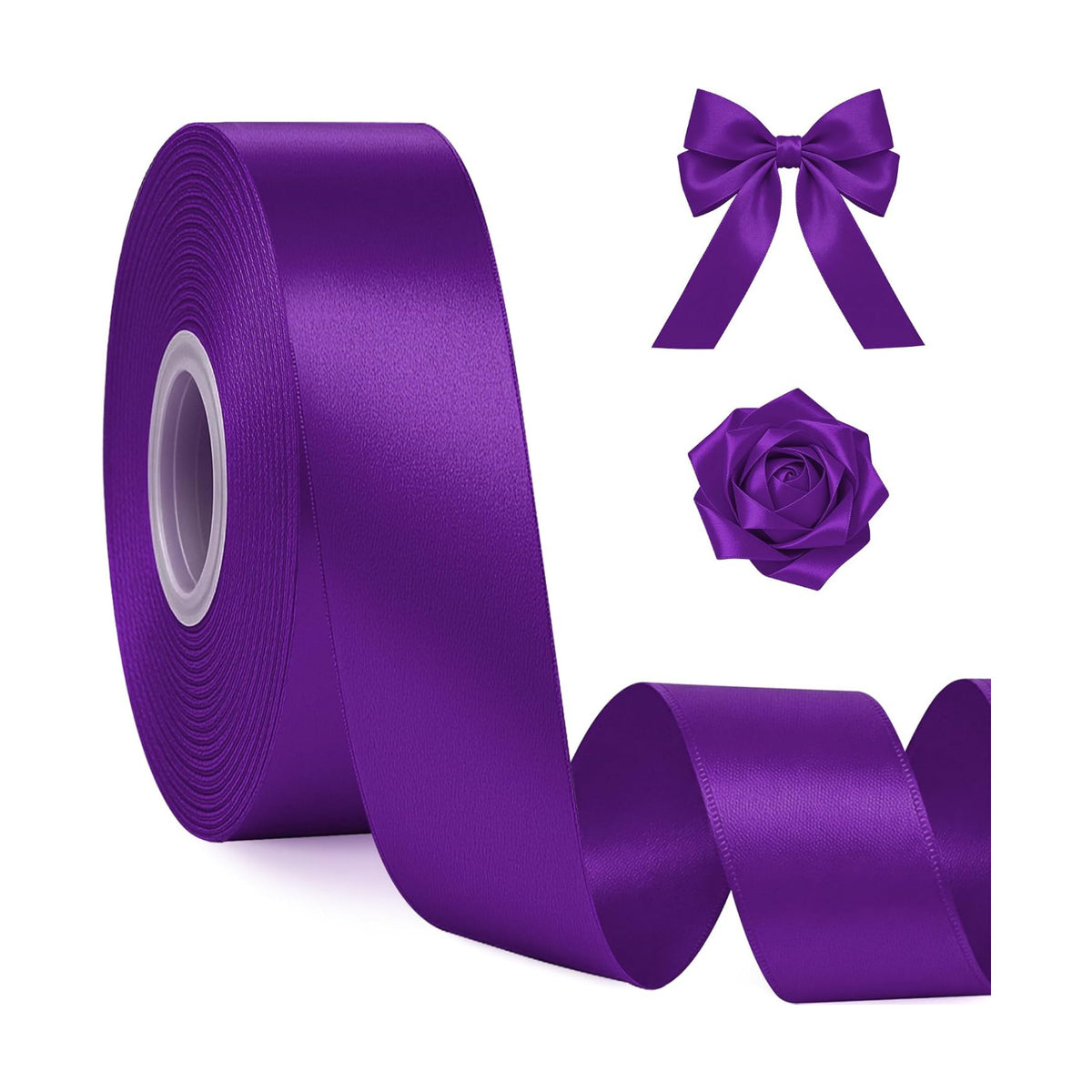 1In 30Yards Dark Purple Satin Ribbon for Gift Wrapping Halloween Mardi Gras