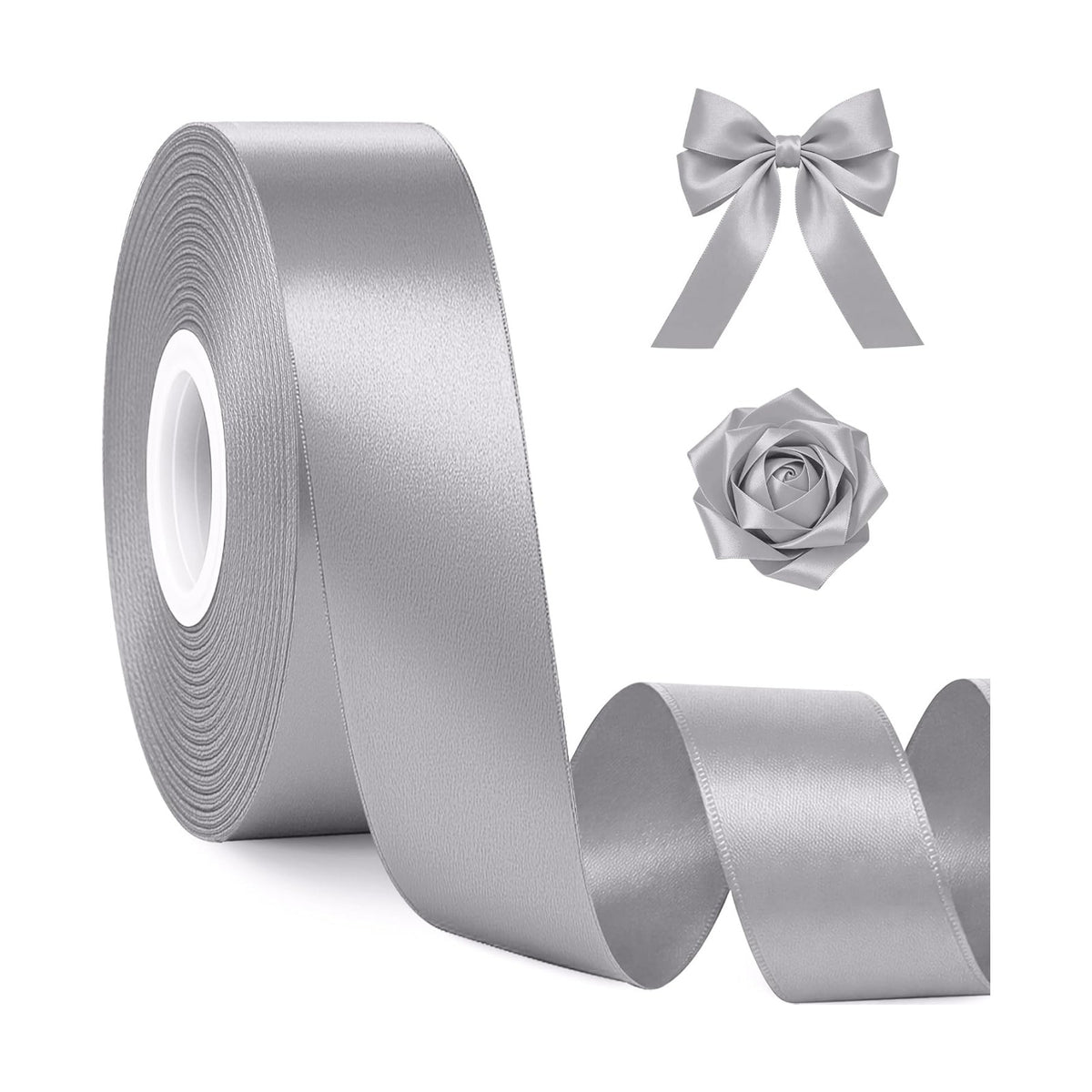 30Yards 1In Gray Satin Ribbon for Gift Wrapping Wedding Christmas Decor