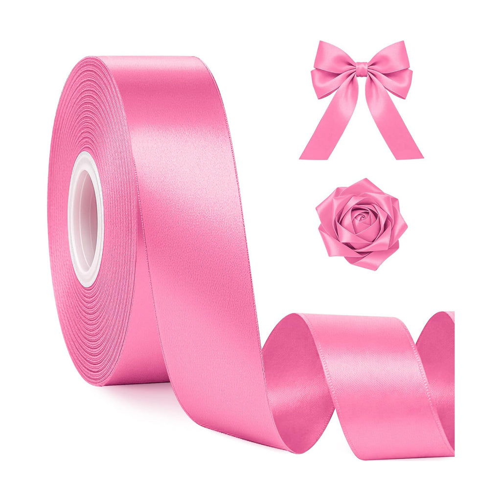 30Yards 1In Hot Pink Satin Ribbon for Flower Bouquet Baby Shower Valentine
