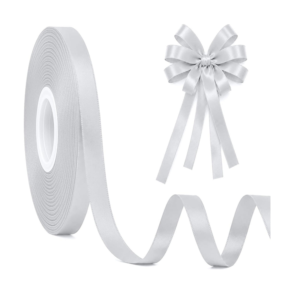 3/8In 30Yards Thin Silver Ribbon for Gift Wrapping Christmas Wedding Decor