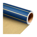 MAYPLUSS Navy Blue Gift Wrapping Paper Roll, 17IN X 16.5FT Gold Stripd Wrap