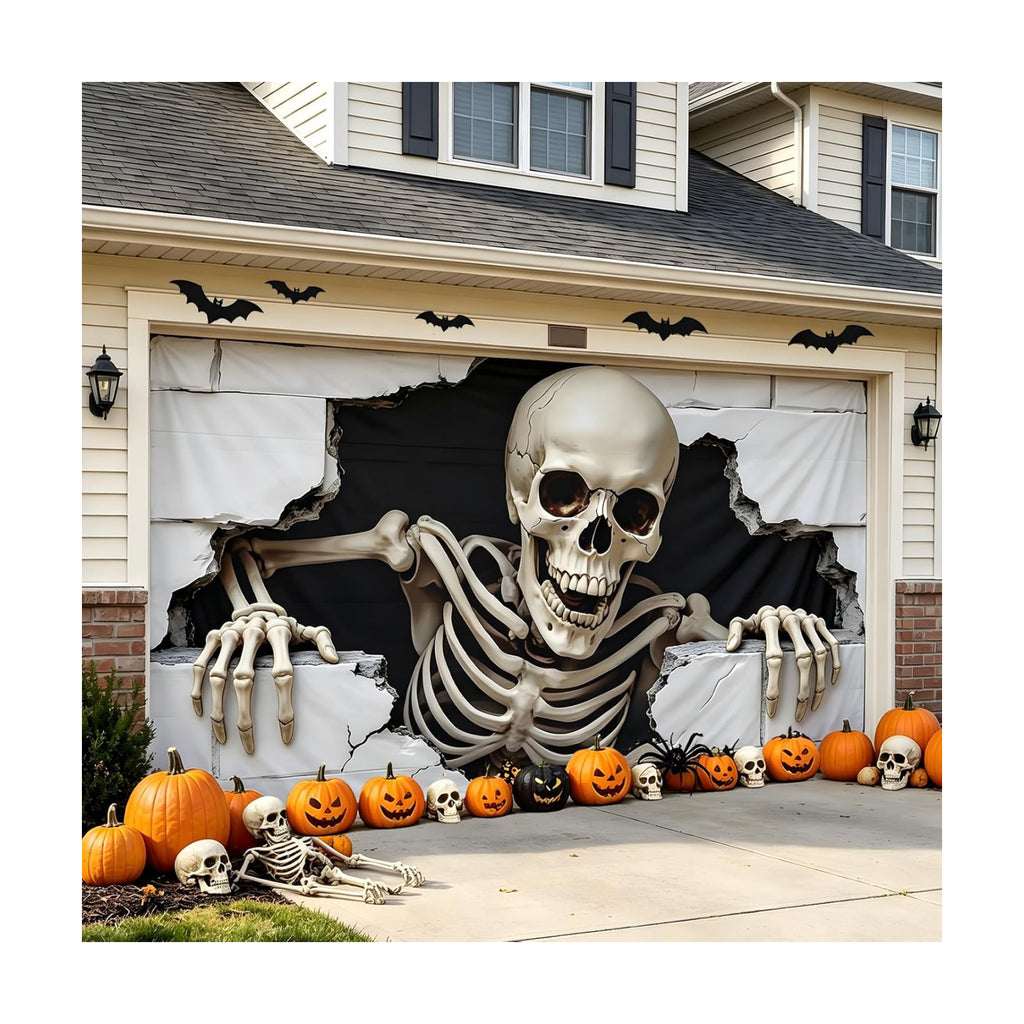 6 x 13 ft Halloween Garage Door Cover, Halloween Decorations Outdoor Hanging Banner Garage Buddy Backdrop for Home Wall Decor Holiday Spooky Party Photo Backgrounds Window Decoration
