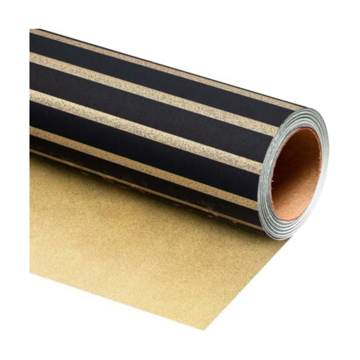 MAYPLUSS Black Wrapping Paper Roll, 17IN x 16.5FT Reversible Gold gift Wrap