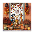 Fall Door Cover,Maple Leaves Dogs Thanksgiving Banner Fall Decor