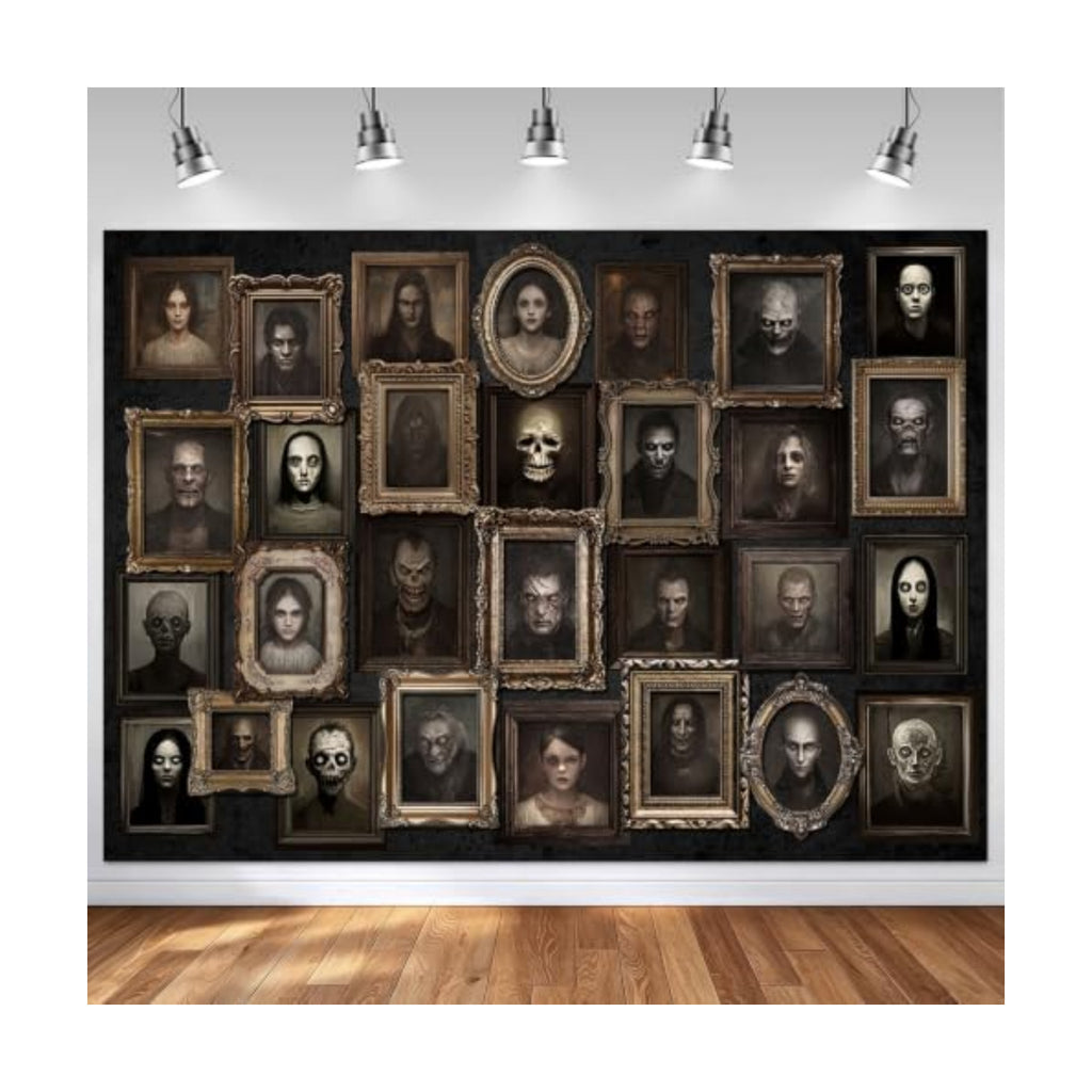Mocsicka 8x6ft Happy Halloween Portrait Backdrop (Black, 96x72 inch)