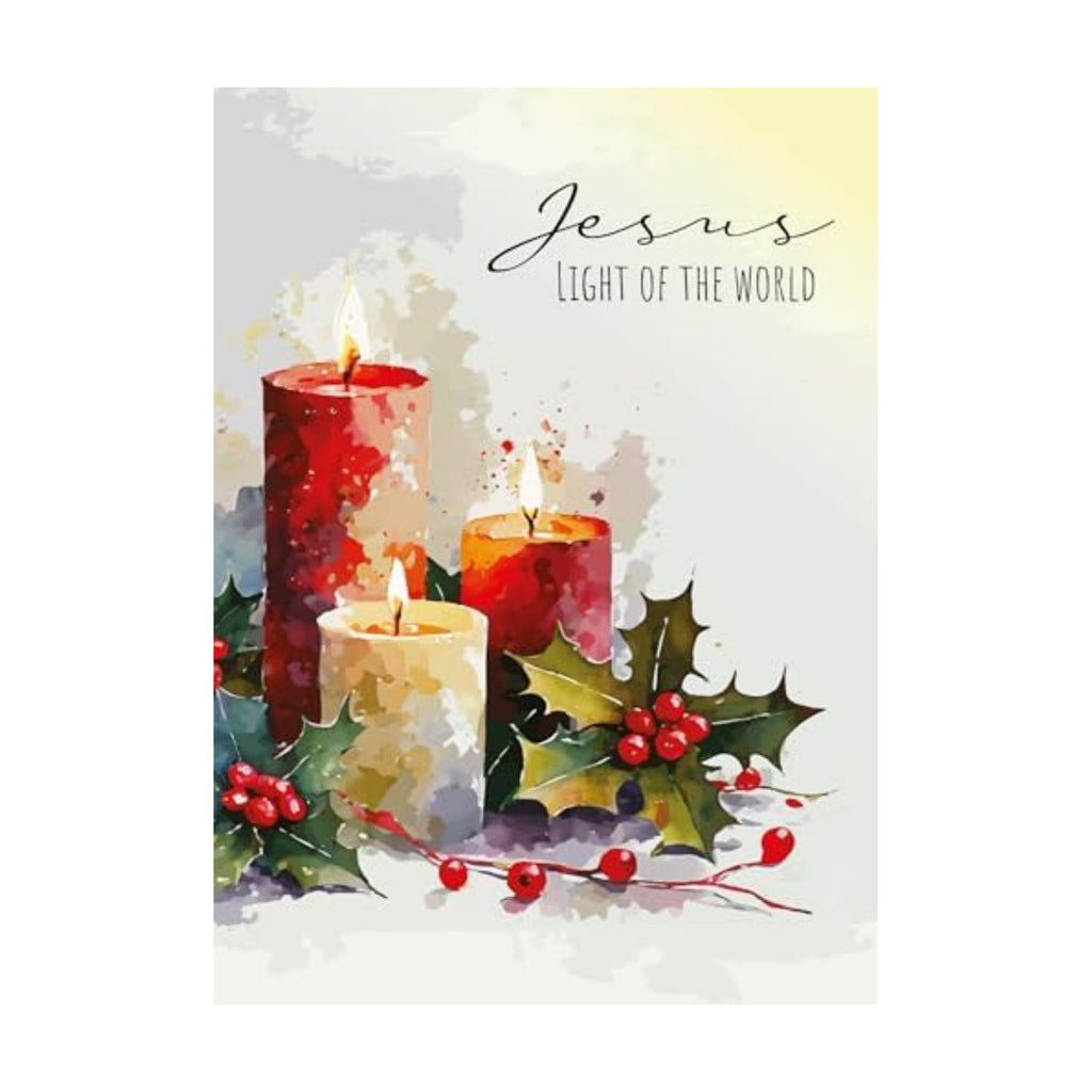 Religious Christmas Cards with Envelopes, Pack of 20, Candlelight