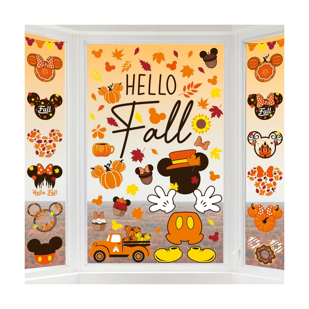 Fall Window Clings for Glass Windows, 6 Sheet Sunflower Autumn Window Cling