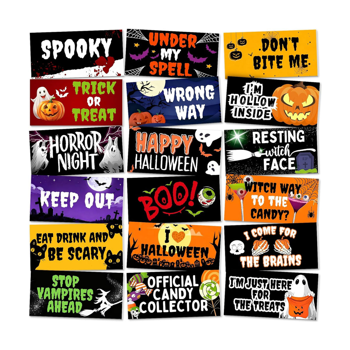 Beeveer 24 Designs Halloween Photo Booth Props Double Sided PVC Selfie Sign