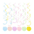24 PCS Pastel Macarons Hanging Swirl,Sparkle Ceiling Hanging Decorations, Plastic Streamer Party Decorations with Double-Swirls and Single-Swirls for Birthday, Spring, Bridal, Gender Reveal, Wedding