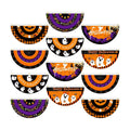 12 Pcs Happy Halloween Bunting Halloween Ghost Half Fan Banner