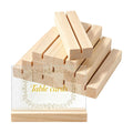 10Pcs 5.51x1.38 Inches Wood Table Number Stands, Wooden Place Card Holders, Acrylic Sign Holders for Wedding, Ceremony, Birthday, Party, Home Decoration, Events (3mm Slots)