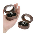 KUKUVR Oval Wooden Ring Box with Clear Window, Ring Holder Box for Wedding Day Engagement Proposal, Jewelry Gift Storage Box for Women (Black - 2 Slots)