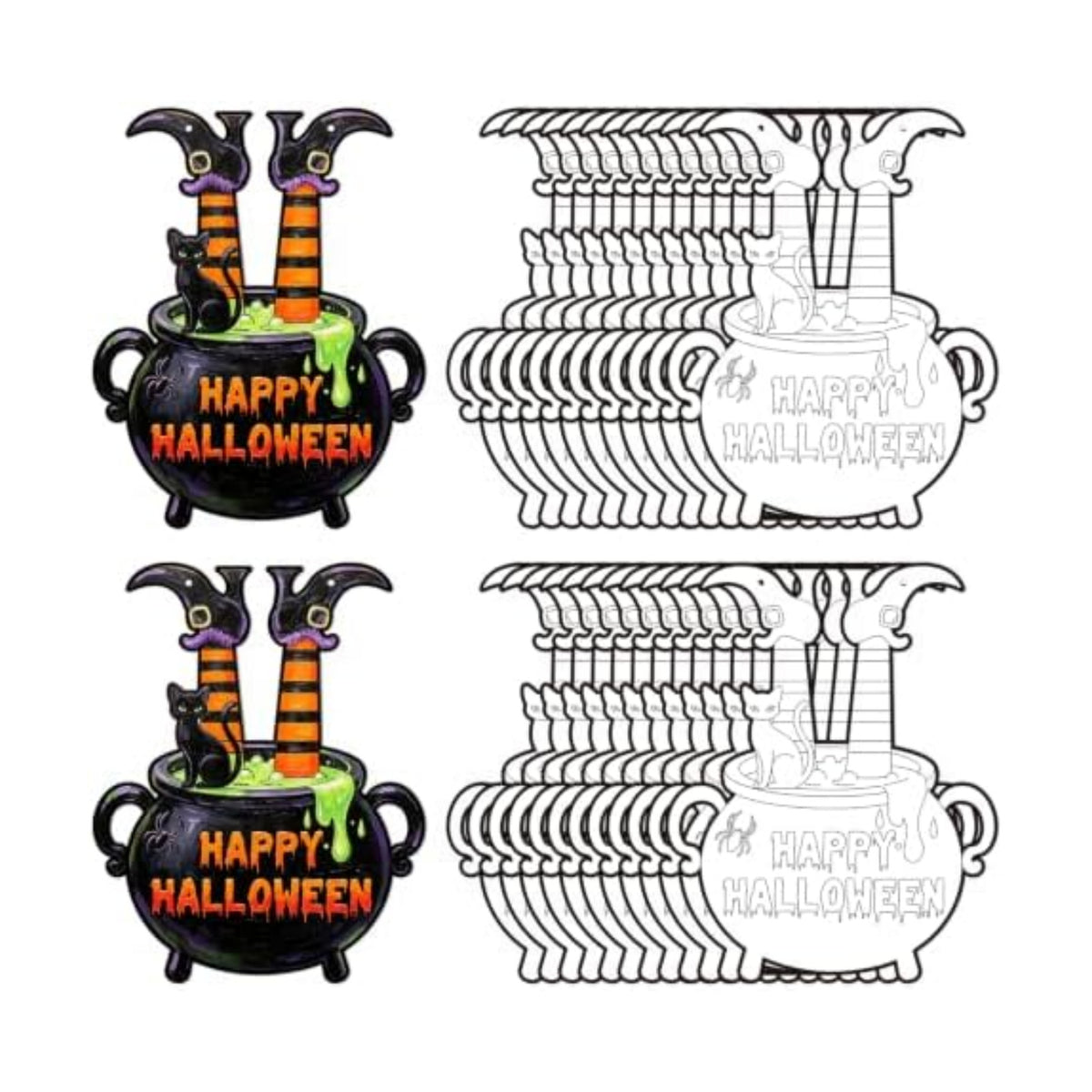 24 Pcs Halloween Coloring Wreath Crafts Color Your Own Witch Pot Crafts