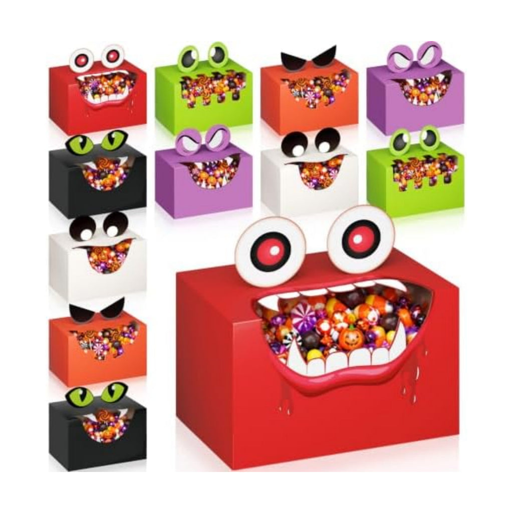 THAWAY 36 Pcs Halloween Treat Boxes Monster Party Candy Box with Window