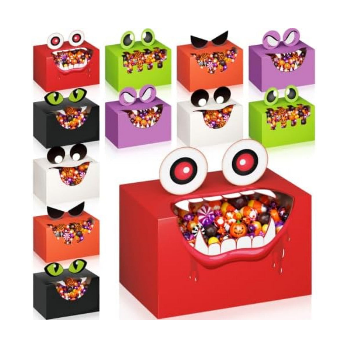 THAWAY 36 Pcs Halloween Treat Boxes Monster Party Candy Box with Window