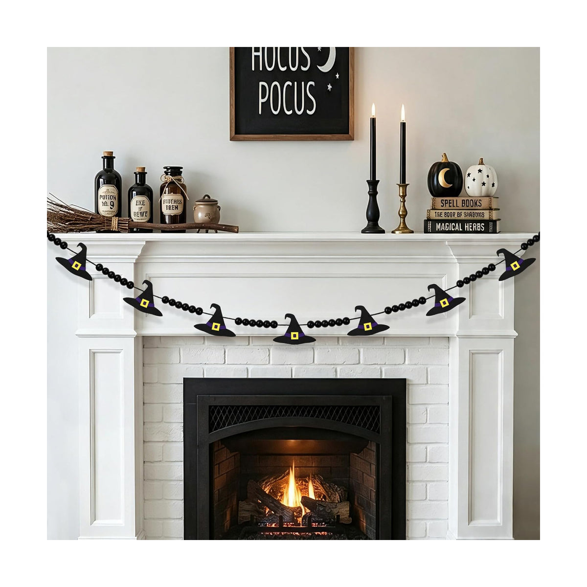 CESOF Halloween Garland Witch Hat Decorations, Adjustable Hanging Garland