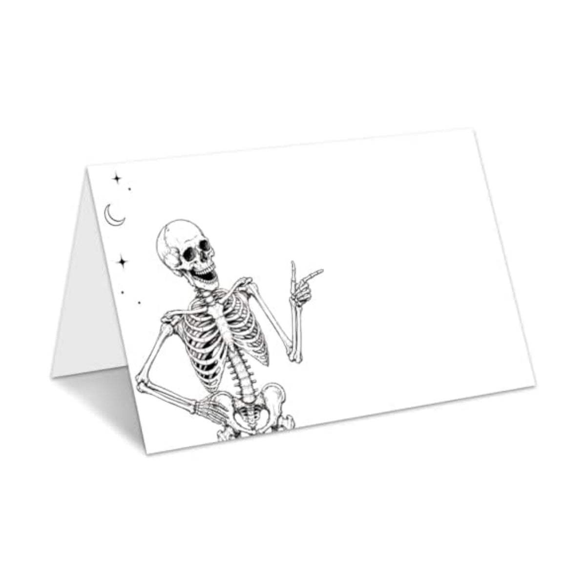 Halloween Place Cards for Table Setting, Skeleton Tent Cards Decor For Birthday Baby Shower Autumn Party Reception Decorations, Bridal Shower Place Card, 25 Pack Birthday Food Name Card 2 x 3.5" /035