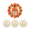 Unfinished Fall Wreaths Wood Crafts to Paint Set of 3, 11" Bulk Autumn Leaves Pumpkin Wreath Ornaments for Painting, Unfinished Wood Cutouts DIY Ornaments for Front Door with Ropes (Leaf.Turkey)