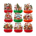 Christmas Decorations - 9 PCS Santa Snowman Reindeer Honeycomb for Christmas Table Decorations