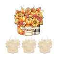Unfinished Fall Wreaths Wood Crafts to Paint Set of 3, 11" Bulk Autumn Leaves Pumpkin Wreath Ornaments for Painting, Unfinished Wood Cutouts DIY Ornaments for Front Door with Ropes
