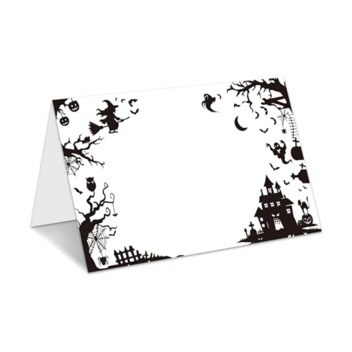 Halloween Place Cards for Table Setting, Tent Cards Decor For Birthday Baby Shower Autumn Party Reception Decorations, Bridal Shower Place Card, 25 Pack Birthday Food Name Card 2 x 3.5" /037