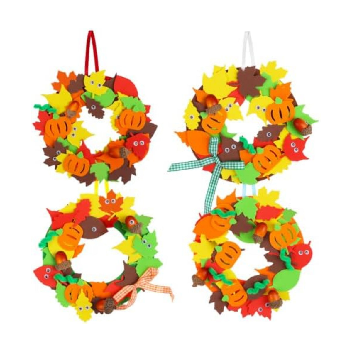 DIYASY 12 Set Pumpkin Wreath Craft Kits for Kids, DIY Fall Leaf Wreath