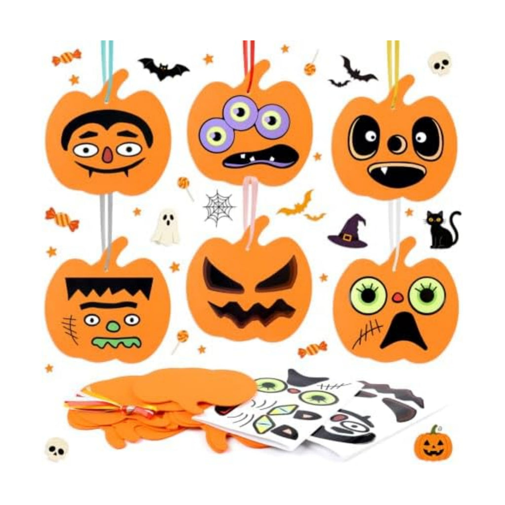 DIYASY 24 Pcs Pumpkin Craft Kits for Kids, Halloween DIY Foam Stickers Arts