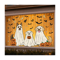 Halloween Window Clings, 3pcs Dog Ghost Funny Design Halloween Decorations Window Decals, Draped Fabric Ghost Puppy Static Cling Stickers for Glass Door Home Kids Room Office Classroom Decor