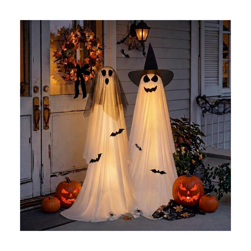 Minetom 2 Pack 5 FT Halloween Ghost Decorations Light Up Ghosts Outdoor