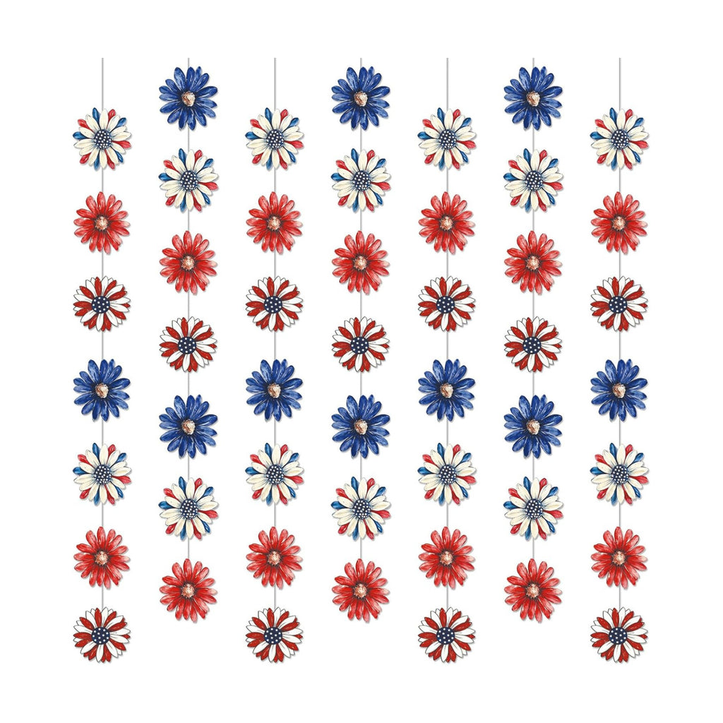 Xinnun 8 Pack Patriotic Flower Garland Decorations Memorial Day Banners