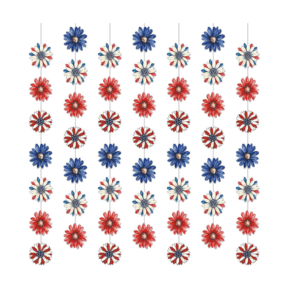 Xinnun 8 Pack Patriotic Flower Garland Decorations Memorial Day Banners