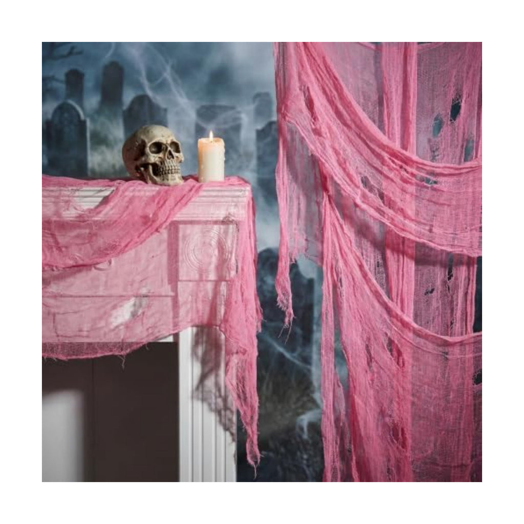 197"x71" Pink Halloween Scary Gauze, Spooky Cloth Party Decoration