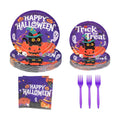100 Pcs Purper Halloween Plates and Napkins Set Party Supplies Serve 25