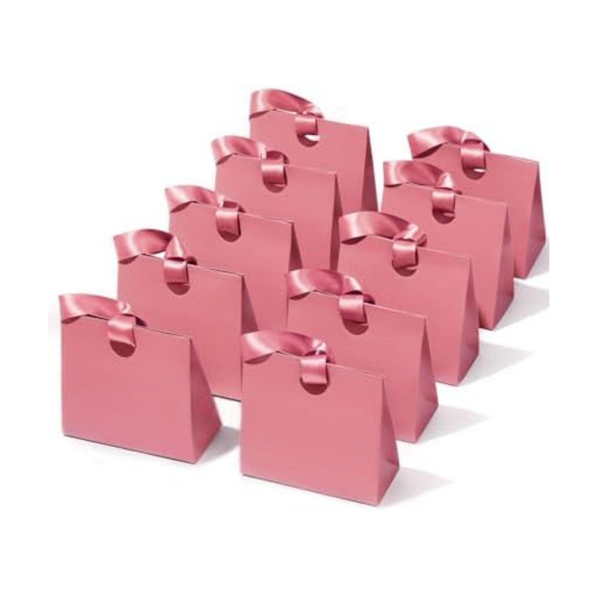 Vitalizart Paper Gift Bags With Ribbon Handles Small Pink Bulk Pack