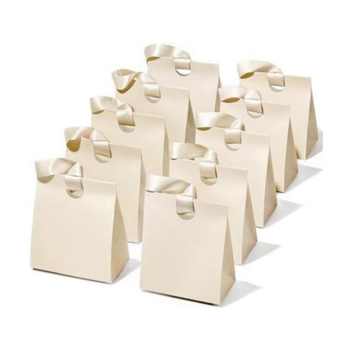 Vitalizart Paper Gift Bags With Ribbon Handles Medium White Bulk Pack