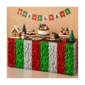 Christmas Decorations - 2 Pack Red Green White Wavy Foil Table Skirts