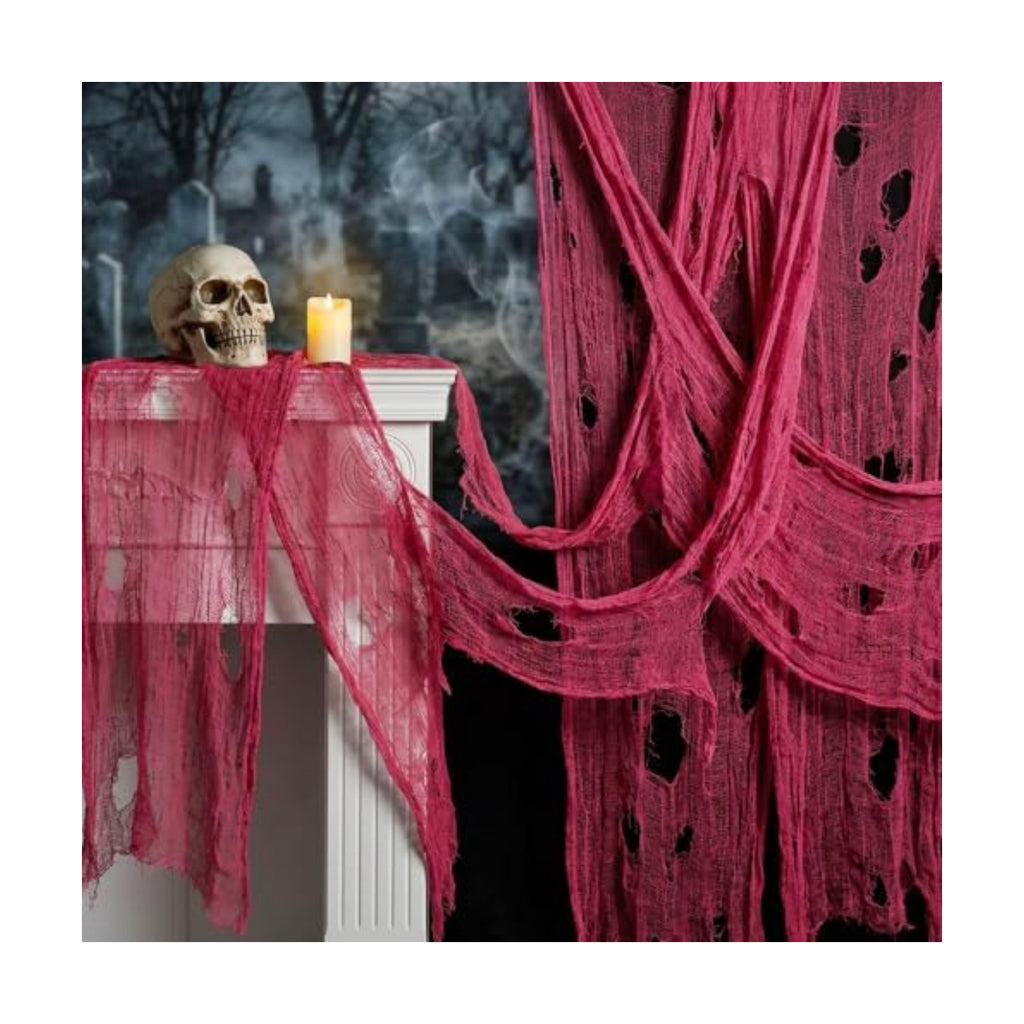 300'' x 80''Large Pink Halloween Creepy Cloth, Spooky Gauze Decoration