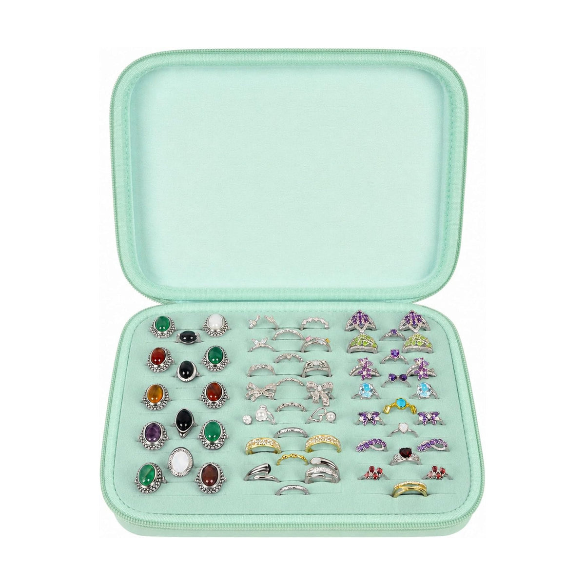 GWCASE Ring Organizer Box 42-Slot Hard Shell Case Holds 50+ Pieces, Mint